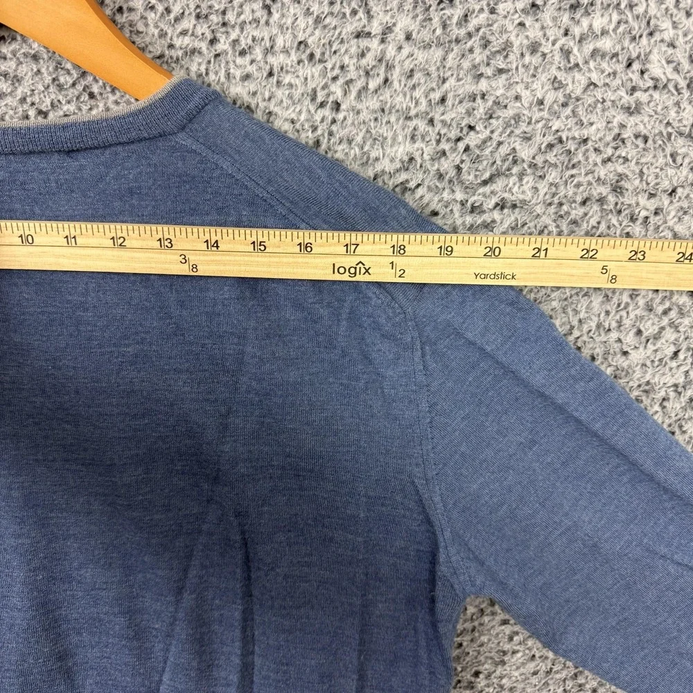 J Hilburn Sweater Mens Medium Blue Wool Cashmere V Neck Lightweight Knit M